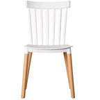 Chaise de salle à manger moderne en plastique, design Windsor avec pieds en bois de hêtre
