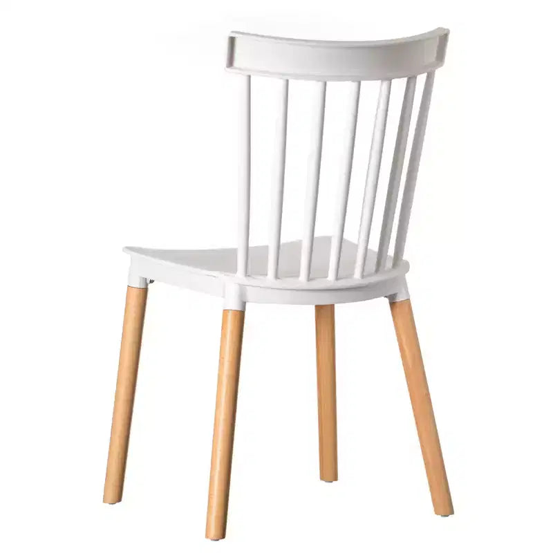 Chaise de salle à manger moderne en plastique, design Windsor avec pieds en bois de hêtre