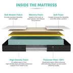 Matelas en mousse à mémoire de forme 8'' Queen/Full/King Size, Fermeté moyenne, Respirant, Soulage la pression