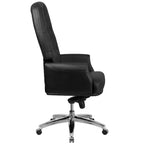 Fauteuil de bureau en similicuir avec soutien lombaire ergonomique et dossier haut capitonné