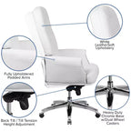 Fauteuil de bureau en similicuir avec soutien lombaire ergonomique et dossier haut capitonné