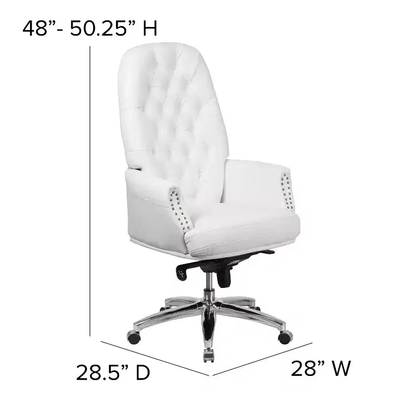 Fauteuil de bureau en similicuir avec soutien lombaire ergonomique et dossier haut capitonné