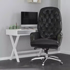 Fauteuil de bureau en similicuir avec soutien lombaire ergonomique et dossier haut capitonné