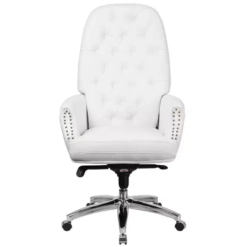Fauteuil de bureau en similicuir avec soutien lombaire ergonomique et dossier haut capitonné