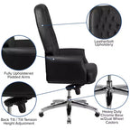 Fauteuil de bureau en similicuir avec soutien lombaire ergonomique et dossier haut capitonné