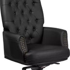 Fauteuil de bureau en similicuir avec soutien lombaire ergonomique et dossier haut capitonné